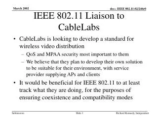 IEEE 802.11 Liaison to CableLabs