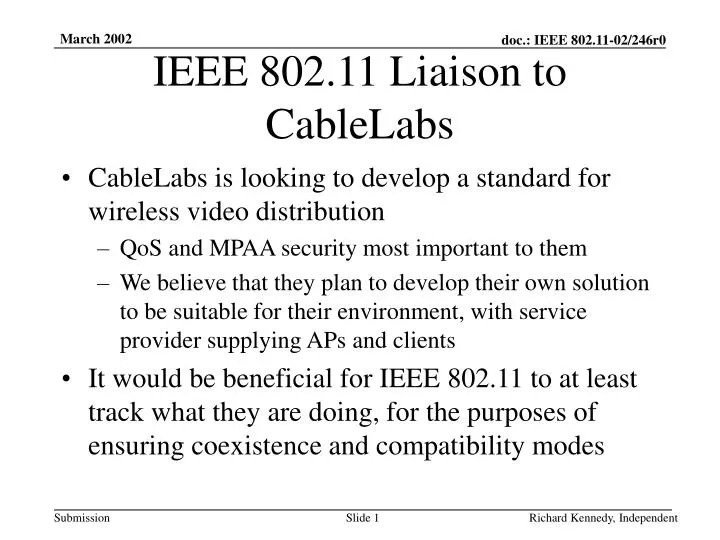 ieee 802 11 liaison to cablelabs