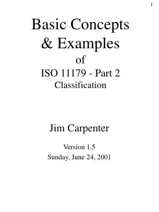Basic Concepts &amp; Examples of ISO 11179 - Part 2 Classification