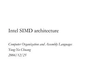 Intel SIMD architecture