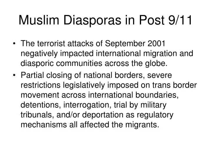 muslim diasporas in post 9 11
