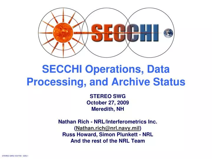 secchi operations data processing and archive status