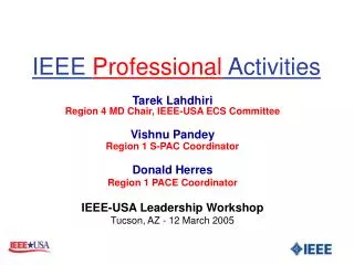 IEEE Professional Activities