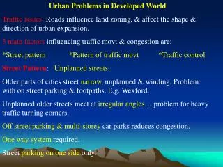 Urban Problems in Developed World