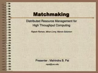 Matchmaking