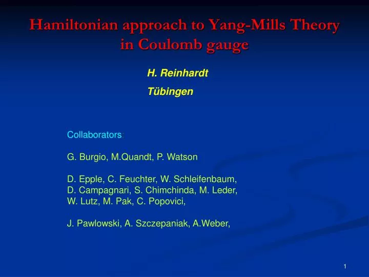 hamiltonian approach to yang mills theory in coulomb gauge