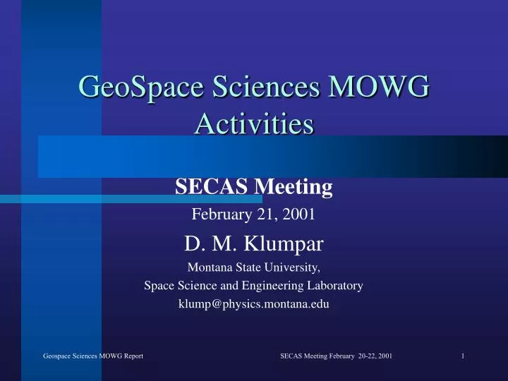 geospace sciences mowg activities