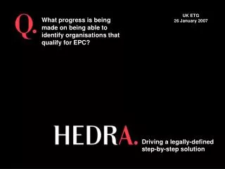 what progress is being made on being able to identify organisations that qualify for epc