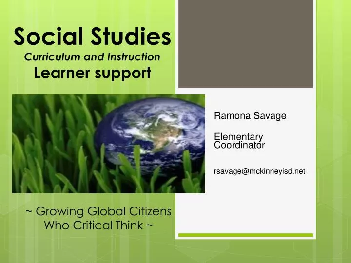 social studies curriculum and instruction learner support