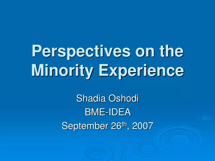 perspectives on the minority experience