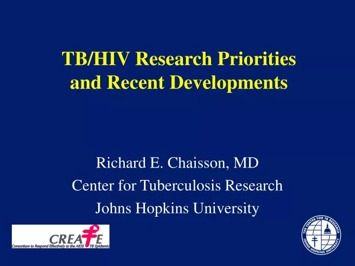 richard e chaisson md center for tuberculosis research johns hopkins university