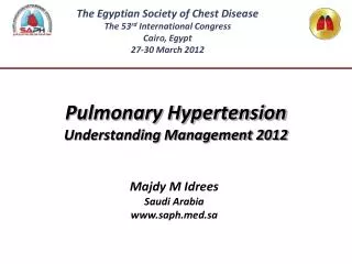 Pulmonary Hypertension Understanding Management 2012