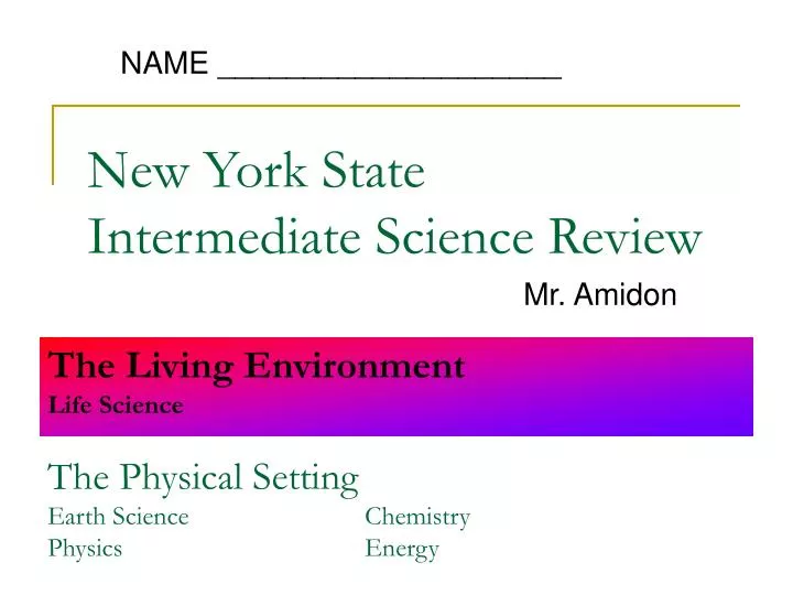 new york state intermediate science review