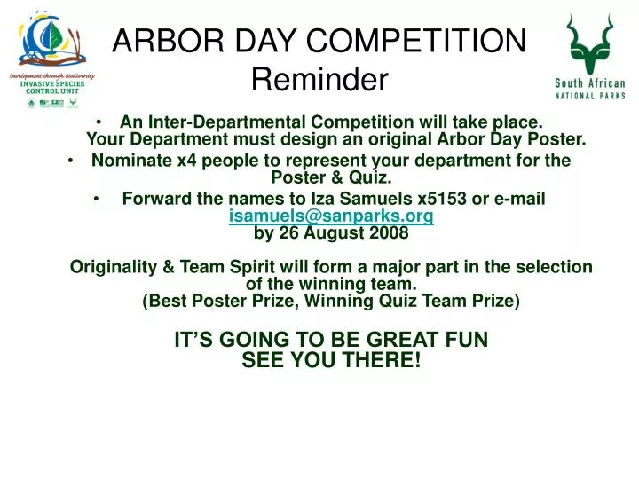 arbor day competition reminder