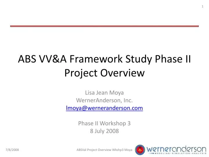 abs vv a framework study phase ii project overview