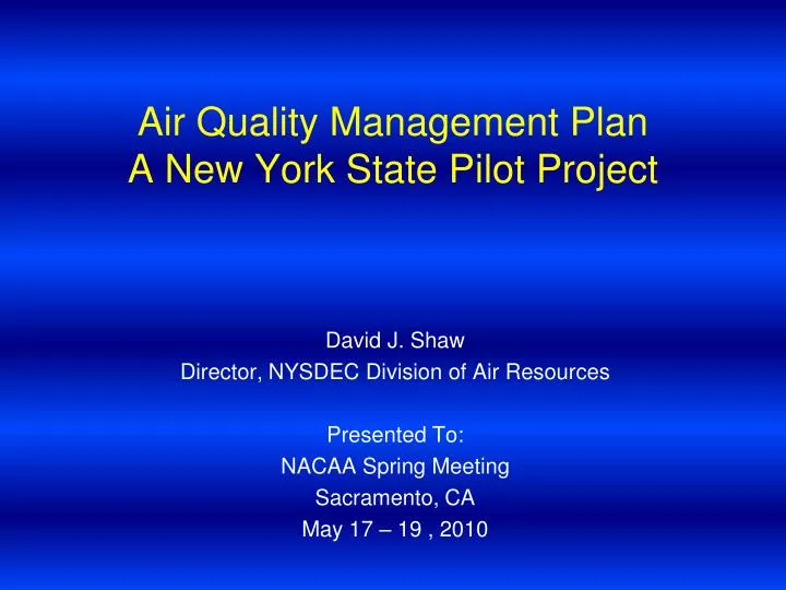 air quality management plan a new york state pilot project