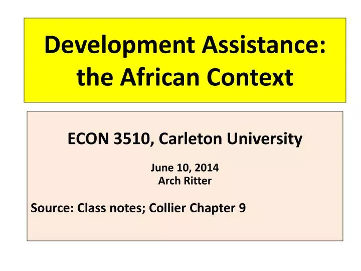 development assistance the african context