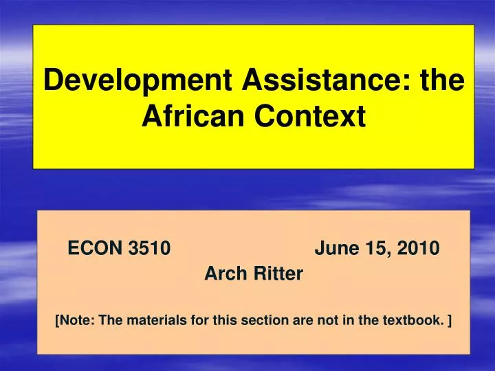 development assistance the african context