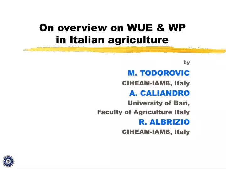 on overview on wue wp in italian agriculture