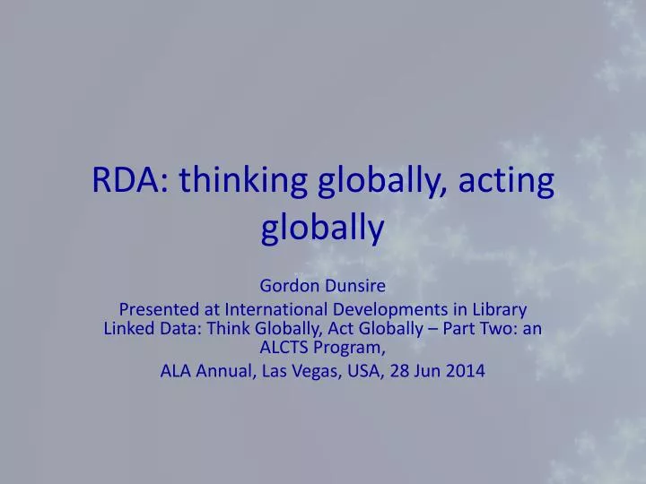 rda thinking globally acting globally