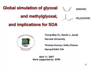 Global simulation of glyoxal and methylglyoxal, and implications for SOA