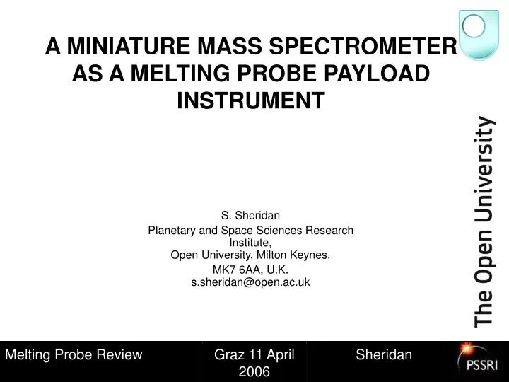 a miniature mass spectrometer as a melting probe payload instrument