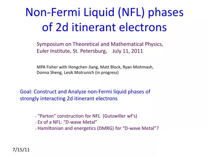 non fermi liquid nfl phases of 2d itinerant electrons