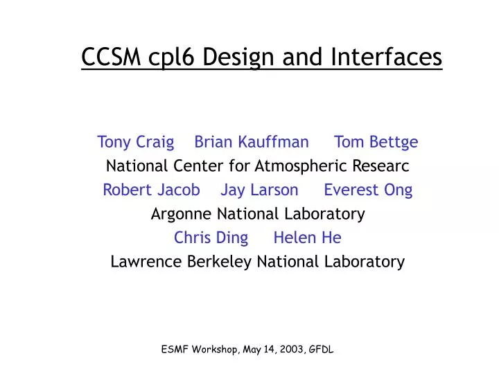 ccsm cpl6 design and interfaces
