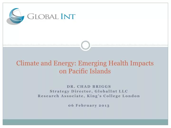 climate and energy emerging health impacts on pacific islands