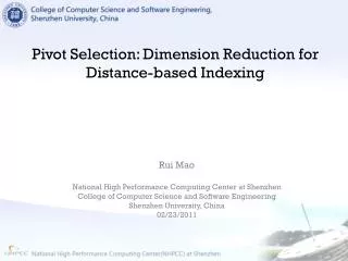 Pivot Selection: Dimension Reduction for Distance-based Indexing