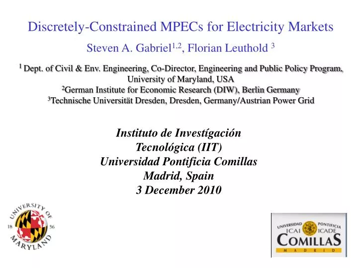 discretely constrained mpecs for electricity markets
