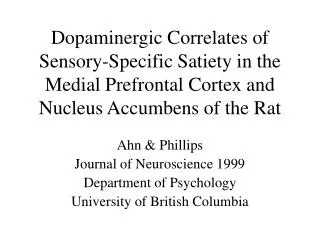 Ahn &amp; Phillips Journal of Neuroscience 1999 Department of Psychology