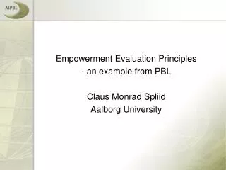 Empowerment Evaluation Principles