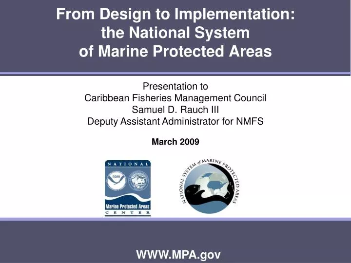 from design to implementation the national system of marine protected areas