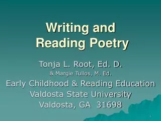 Writing and Reading Poetry