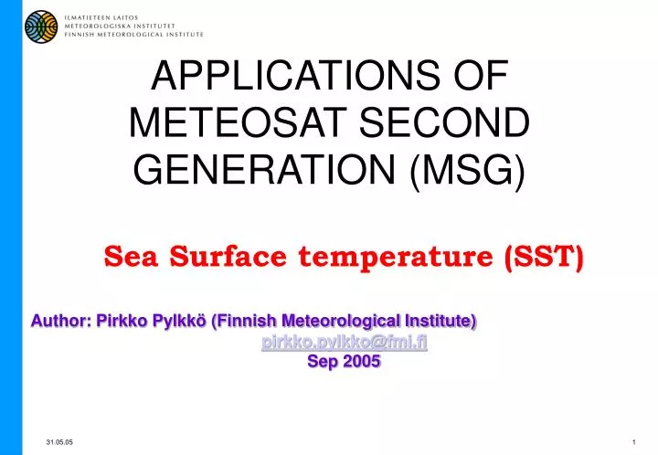 applications of meteosat second generation msg