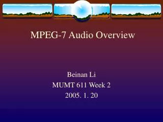 MPEG-7 Audio Overview