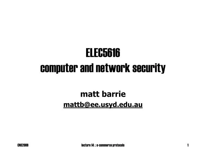 elec5616 computer and network security