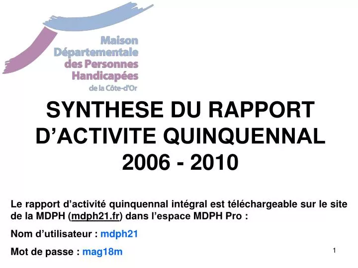 synthese du rapport d activite quinquennal 2006 2010