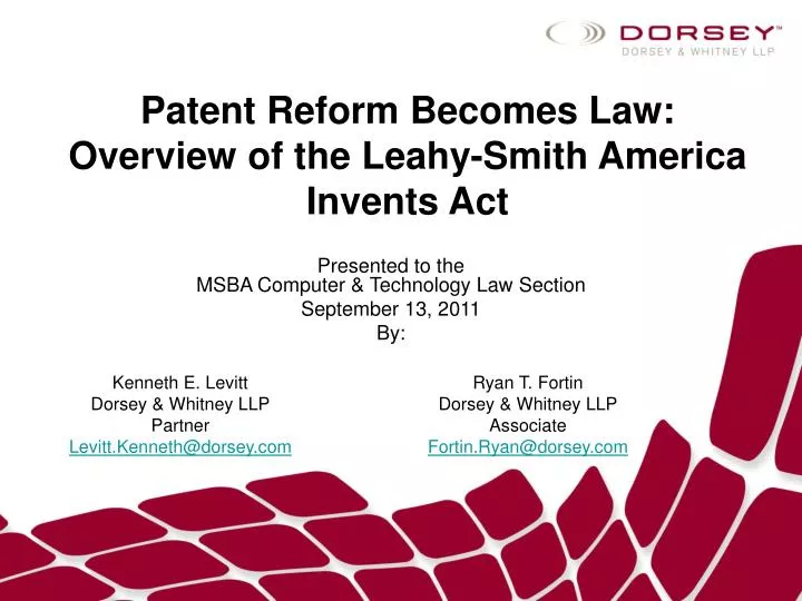 patent reform becomes law overview of the leahy smith america invents act