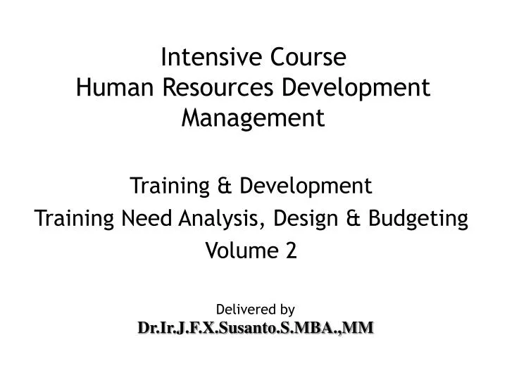 intensive course human resources development management