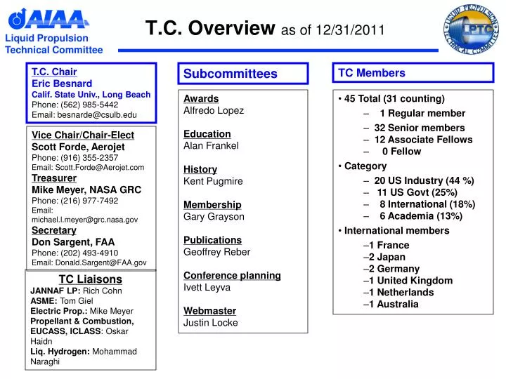 t c overview as of 12 31 2011