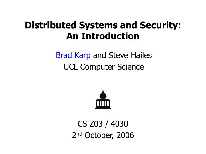 distributed systems and security an introduction