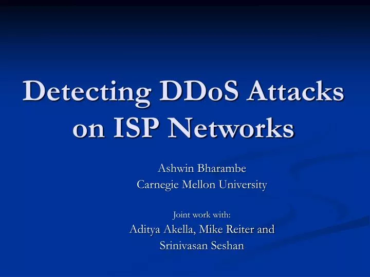 detecting ddos attacks on isp networks