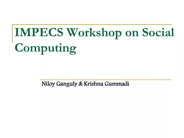 impecs workshop on social computing