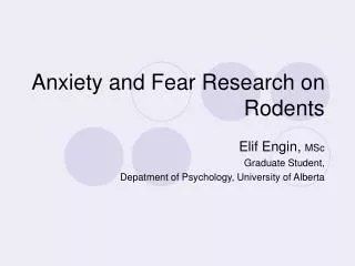 Anxiety and Fear Research on Rodents