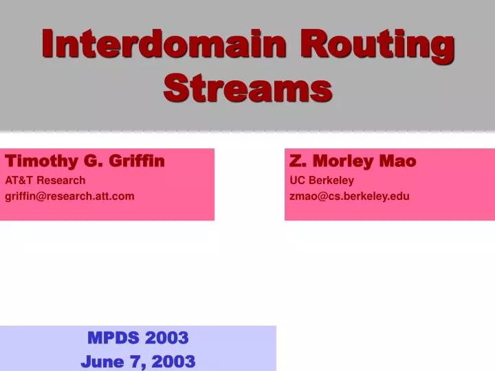 interdomain routing streams