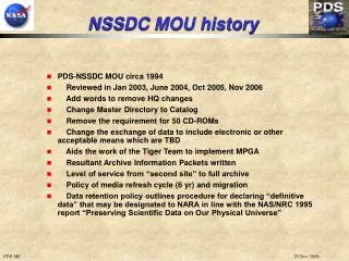 NSSDC MOU history