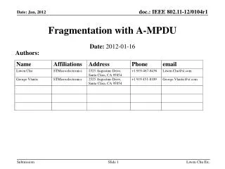 Fragmentation with A-MPDU