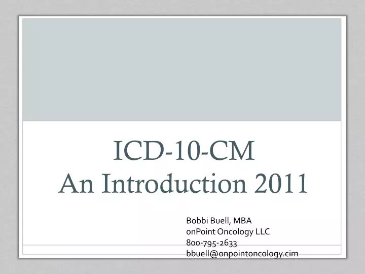 icd 10 cm an introduction 2011